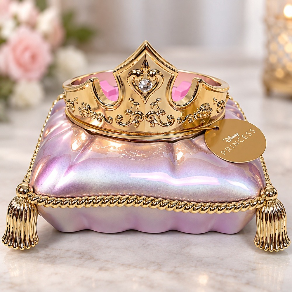 Bath & Body Works Disney Princess Crown Pillow 3-Wick Candle Holder Iridescent